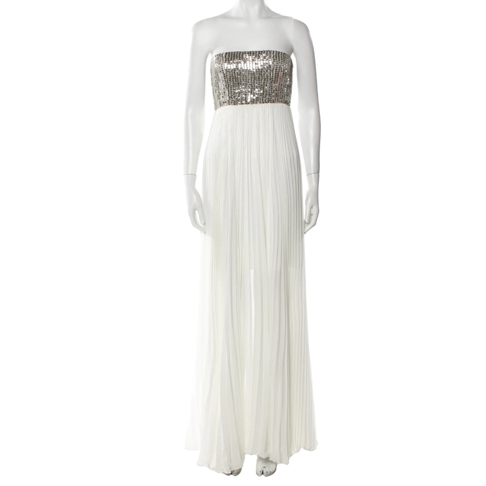 Alice + Olivia Disco Sequin Strapless Silk Crepe Dress (Wedding)